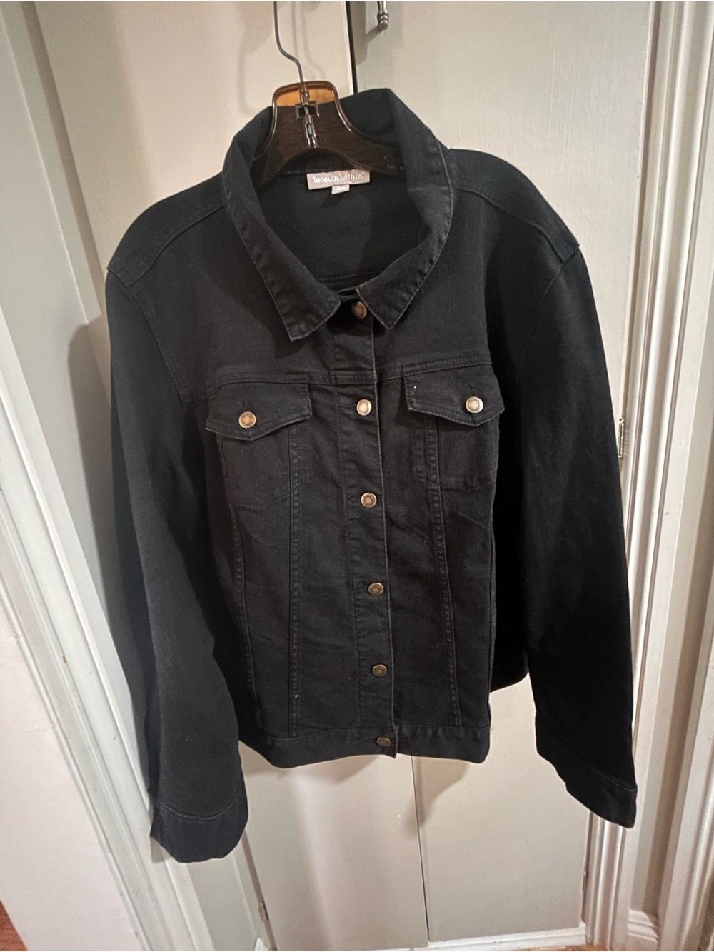 Woman Within Black Denim Trucker Jacket size 22